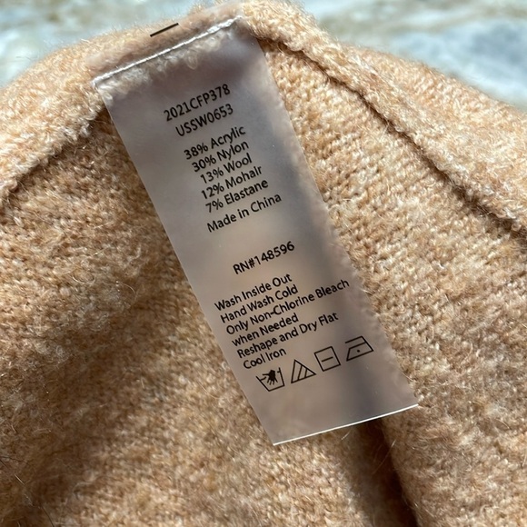 Universal Standard Melissa High Low Pullover Wool Mohair Knit Sweater Camel Tan - Picture 8 of 13